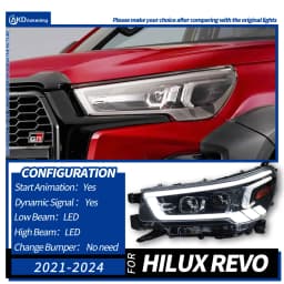 AKD Head Lamp for Toyota HILUX REVO LED Headlight 2021-2022 Headlights HILUX DRL Turn Signal High Beam Angel Eye Projector Lens