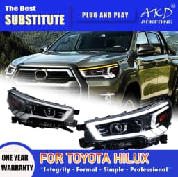 AKD Head Lamp for Toyota HILUX REVO LED Headlight 2021-2022 Headlights HILUX DRL Turn Signal High Beam Angel Eye Projector Lens