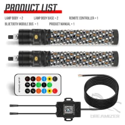 2PCS 1FT 12V Fat Spiral LED Whip Light For Side By Side For UTV APP Control Compatible With Polaris RZR for Can-Am Maverick X3