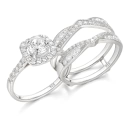 Newshe 2Pcs Wedding Rings for Women 925 Sterling Silver Original Jewelry AAAAA Cz Engagement Ring Bridal Set Enhancers and Wraps