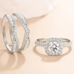 Newshe 2Pcs Wedding Rings for Women 925 Sterling Silver Original Jewelry AAAAA Cz Engagement Ring Bridal Set Enhancers and Wraps