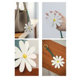 Cute Daisy Keychain Floral Charm Key Chain Pendant Chic Keychain Jewelry Decor PU Leather Key Charm Cute Ornament For Keys