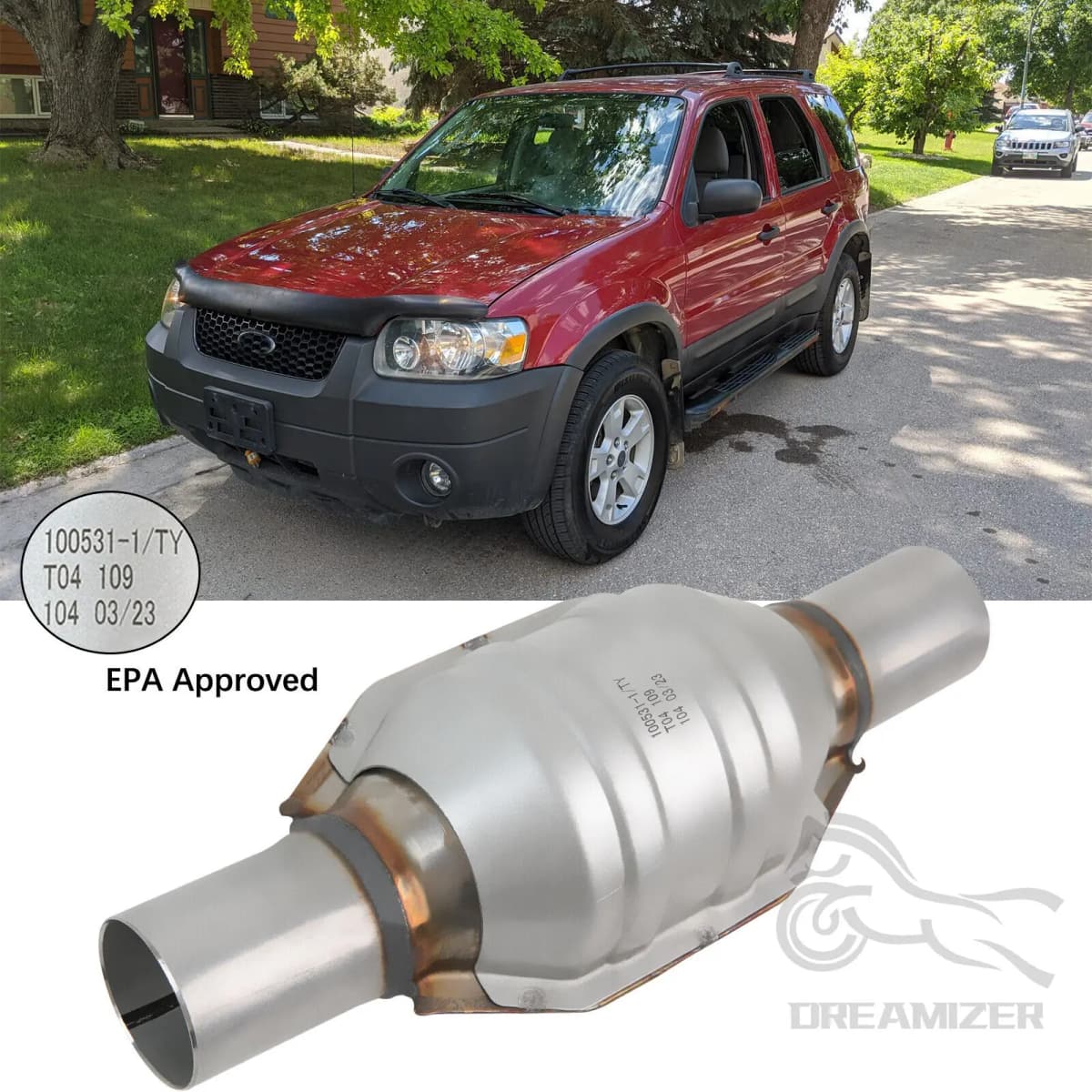 2" Universal Catalytic Converter OBDII EPA Three-Way Catalytic Converter Weld-on Inlet/Outlet For For 2001-2008 Ford Escape