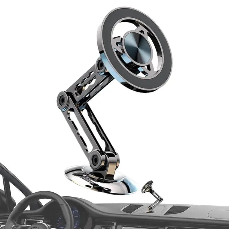 Magnetic Car Phone Holder Mount Ultra Magnetic Alloy Car Phone Mount Aluminum Alloy Long Arm Holder 360 Rotation Folding