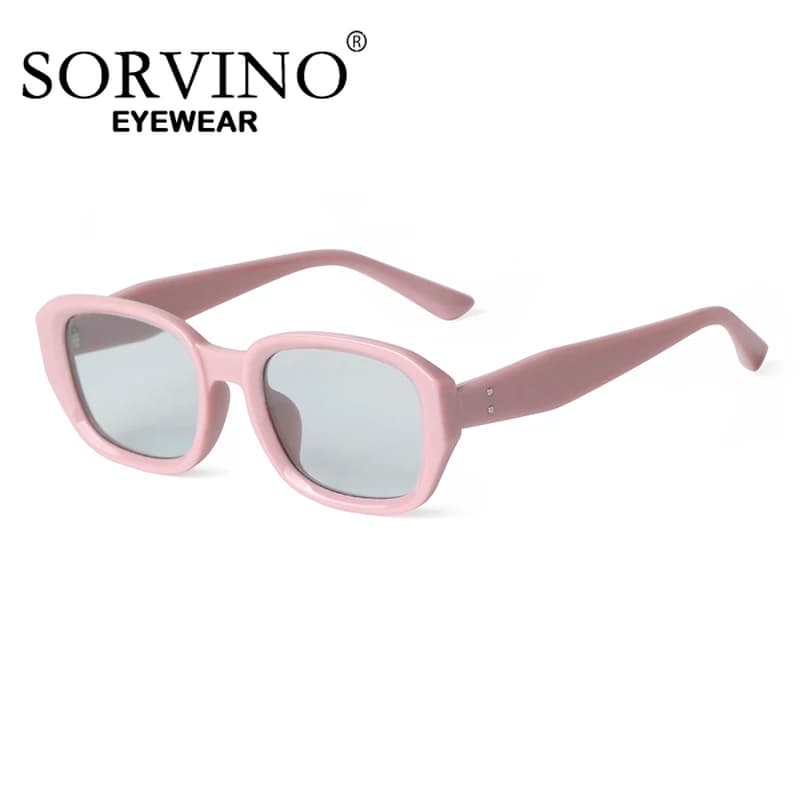 SORVINO Fashion Pink Square Sunglasses Men Women Luxury Design Small Rectangle Street Sun Glasses Ladies Vintage Driving Shades