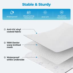 RV Awning Fabric Replacement Premium Weatherproof Vinyl Universal Outdoor Canopy for Campers Trailers and RV Awnings White