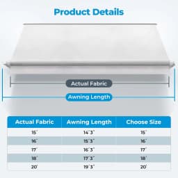 RV Awning Fabric Replacement Premium Weatherproof Vinyl Universal Outdoor Canopy for Campers Trailers and RV Awnings White