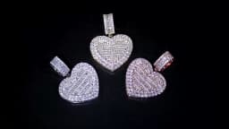JINAO Heart-shaped Photo Pendant Iced Zircon Cubic Zirconia Pendant Hip Hop Fashion Jewelry Can Be Opened