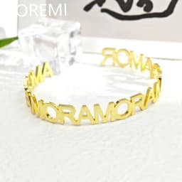 DOREMI Initial Letter Cuff Open Bangle Personalization Stainless Steel AMORE Custom Name Bangle