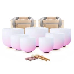 Colored Quartz Crystal Singing Bowl 7pcs Chakra Set Sound Healing Meditation with/without Free Carry Bags
