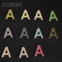 Doremi Birthstone Coloful Zircons 9mm Initial Letters Stagger Bangles Custom Jewelry Gift Designer Bangles