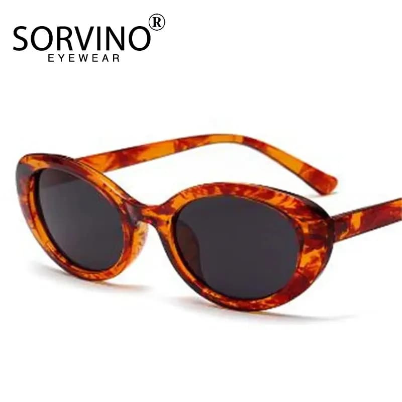 SORVINO Leopard Brown Small Oval Women's Sunglasses 2024 New Fashion Purple Sexy Retro Colorful Sun Glasses Shade UV400 Eyeglass