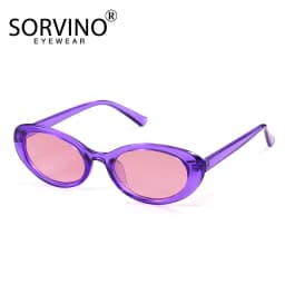 SORVINO Leopard Brown Small Oval Women's Sunglasses 2024 New Fashion Purple Sexy Retro Colorful Sun Glasses Shade UV400 Eyeglass
