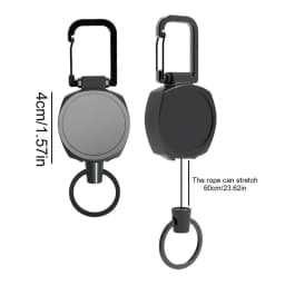 Retractable Key Holder Badge Reel With Key Chain Retractor ID Key Holder With Ring And 24 Inches Nylon Rope For Men And Women