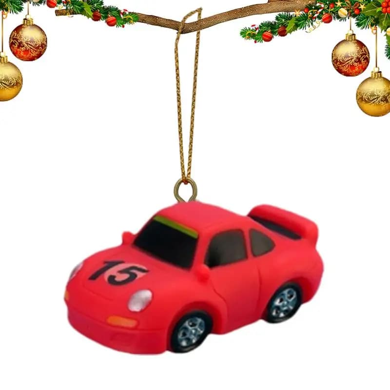Christmas Tree Decorations Assorted Small 3D Figurine Tree Hangings Miniature Christmas Ornaments Funny Car Pendant With Wire