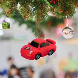 Christmas Tree Decorations Assorted Small 3D Figurine Tree Hangings Miniature Christmas Ornaments Funny Car Pendant With Wire