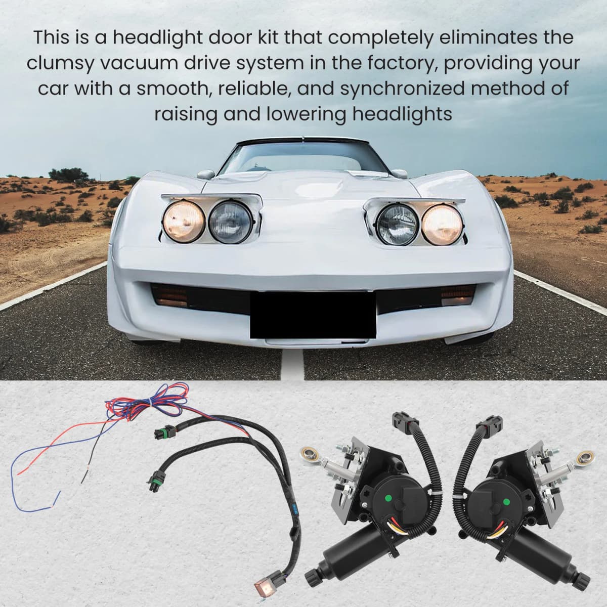 MAXpeedingrods Pair Electric Headlight Conversion Kit for Chevrolet Corvette C3 1968 - 1982 BK3Q-6K682-CB, 1717628 914015