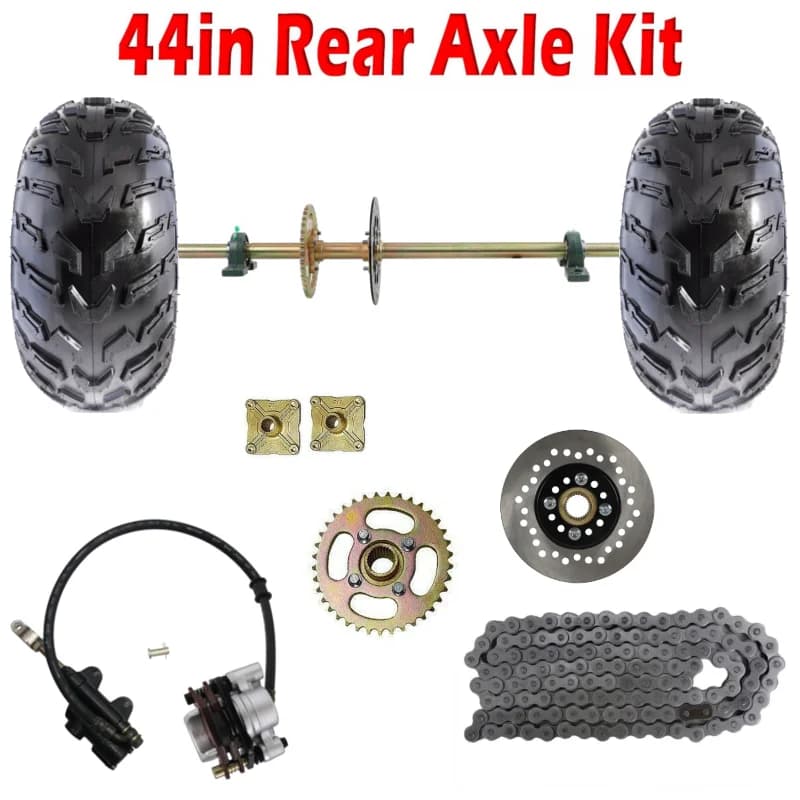 44" ATV Quad Rear Axle Kit With 10" Wheels Sprocket Golf Cart Go KartBrake Wheel Hub Brake DIY Four UTV Buggy Quad Assembly