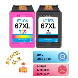 Cartridge 67 XL Compatible for 67XL hp Printer Ink Black Tri-Color for Envy 6010 Envy Pro 6410