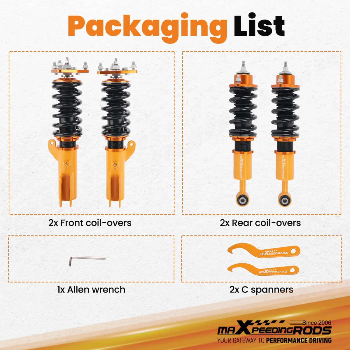 MAXPEEDINGRODS 4pcs Coilovers Coils Kit for Mitsubishi Lancer CY2A 2008-2015 For Mitsubishi Outlancer Sport(GA) 2011-2020
