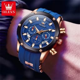 OLEVS 9991 Top Trendy Men's Watch Waterproof Silicone Strap Luxury Multifunctional Chronograph Brand Sports Quartz Men's Watch
