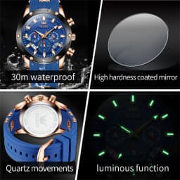 OLEVS 9991 Top Trendy Men's Watch Waterproof Silicone Strap Luxury Multifunctional Chronograph Brand Sports Quartz Men's Watch