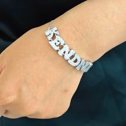 DOREMI Crystal Zircon Name Customized Letter Doubel Chain Mesh Dainty Sliding Slider Letter Personalize Name Bracelets
