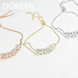 DOREMI Custom Alphabet Pendant Letter Slide Bracelet Doubel Chain Mesh Dainty Sliding Slider Letter Personalize Name Bracelets