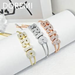 DOREMI Custom Alphabet Pendant Letter Slide Bracelet Doubel Chain Mesh Dainty Sliding Slider Letter Personalize Name Bracelets
