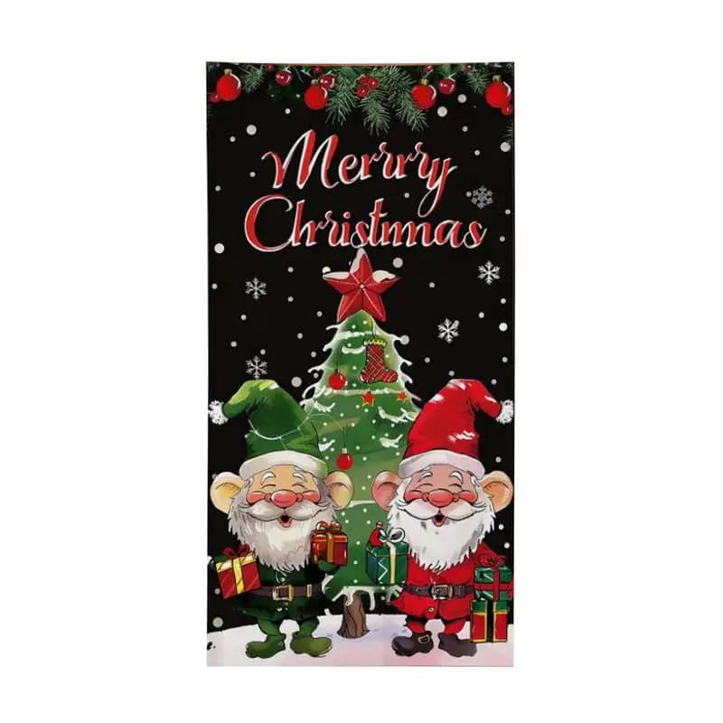 Merry Christmas Door Cover Photo Background Door Banner Christmas Door Hunging Banner Backdrop for Balcony Garden Boats Patio