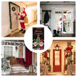 Merry Christmas Door Cover Photo Background Door Banner Christmas Door Hunging Banner Backdrop for Balcony Garden Boats Patio