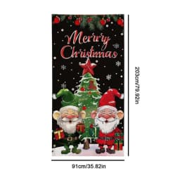 Merry Christmas Door Cover Photo Background Door Banner Christmas Door Hunging Banner Backdrop for Balcony Garden Boats Patio