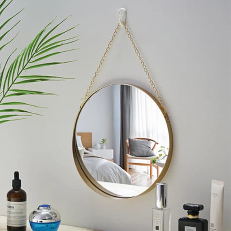 Round Hanging Mirror Metal Wall Mount Mirror Art Toilet Bathroom Decor Nordic Style Mirror 2024 New Arrival