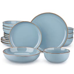 VANCASSO NYMPH 16/32 Piece Ceramic Glaze Tableware Set with Dinner/Dessert/Soup Plate/Bowl For 4/8 Person 4 Color Optional