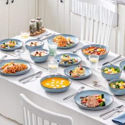 VANCASSO NYMPH 16/32 Piece Ceramic Glaze Tableware Set with Dinner/Dessert/Soup Plate/Bowl For 4/8 Person 4 Color Optional