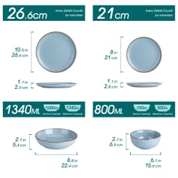 VANCASSO NYMPH 16/32 Piece Ceramic Glaze Tableware Set with Dinner/Dessert/Soup Plate/Bowl For 4/8 Person 4 Color Optional
