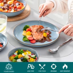 VANCASSO NYMPH 16/32 Piece Ceramic Glaze Tableware Set with Dinner/Dessert/Soup Plate/Bowl For 4/8 Person 4 Color Optional