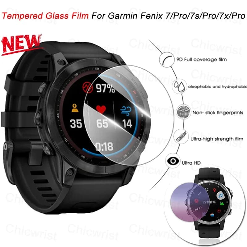 Tempered Glass Film For Garmin watch Fenix 7 7S 7X Pro Smartwatch Full Screen Protector Cover Clear/Anti Purple Light Glass Film