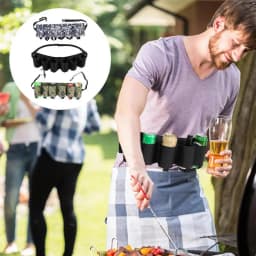 Beer Belt Holder For Men Portable Soda Bottle Beer Holder Drink Can Holder Holds 6 Cans Adjustable Beer Waist Holder For Parties