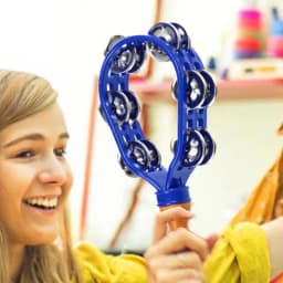 Double Row Metal Jingles Hand Held Tambourine Safe Musical Tambourine Rustproof Waterproof Percussion Instrument Eco-Friendly