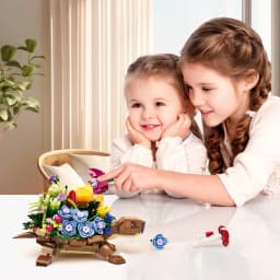 Turtlesed Plantered Flowered Potsed Building Blocks Set Animal Turtle Flower Planter Brick Building Toy for Children Gifts