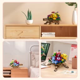 Turtlesed Plantered Flowered Potsed Building Blocks Set Animal Turtle Flower Planter Brick Building Toy for Children Gifts