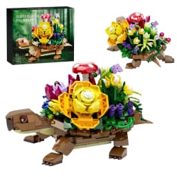 Turtlesed Plantered Flowered Potsed Building Blocks Set Animal Turtle Flower Planter Brick Building Toy for Children Gifts