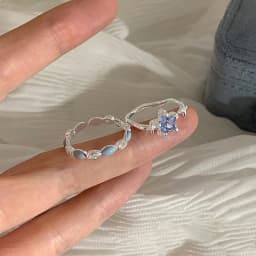 Fresh Sea Blue Zircon Star Ring Niche Drip Oil Design Open Ring Fashion Personalized Jewelry