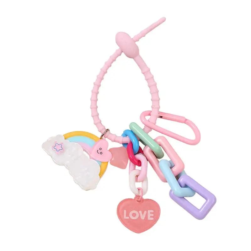 Rainbow Keychain Colorful Chain Pendant Cute Heart Star Rainbow Charm Backpack Keychains For Girls Bag Backpack Pendant Keychain