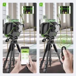 Huepar S03CG Set 3D Cross Line Laser Level Bluetooth & Remote 12 Lines Osram Green Beam Laser With Receiver Tripod Rangefinder