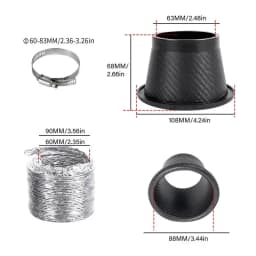 Air Intake Turbo Inlet Pipe Air Intake Turbo Inlet Pipe Set Car Front Bumper Turbo Inlet Pipe Easy Installation Carbon Fiber