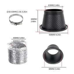 Air Intake Turbo Inlet Pipe Air Intake Turbo Inlet Pipe Set Car Front Bumper Turbo Inlet Pipe Easy Installation Carbon Fiber