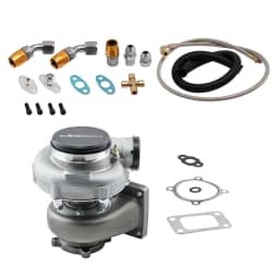 maXpeedingrods GT35 GT3582 Universal Turbo Turbocharger T3 4 Bolts W/ Oil Fuel Lines 600+HP