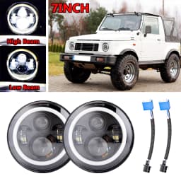 7 Inch LED Headlight with Halo Ring Amber DRL Turn Signal for Suzuki Samurai SJ413 SJ410 1980-1985 7 Inch LED Headlight wi